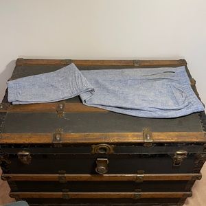 JCrew Linen Joggers, Blue, Size Medium.